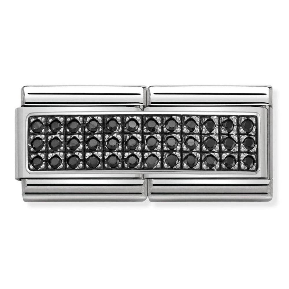 Classic Double Silver & Black CZ Link