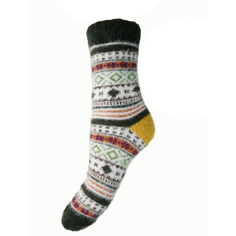 Black Top Patterned Wool Blend Socks