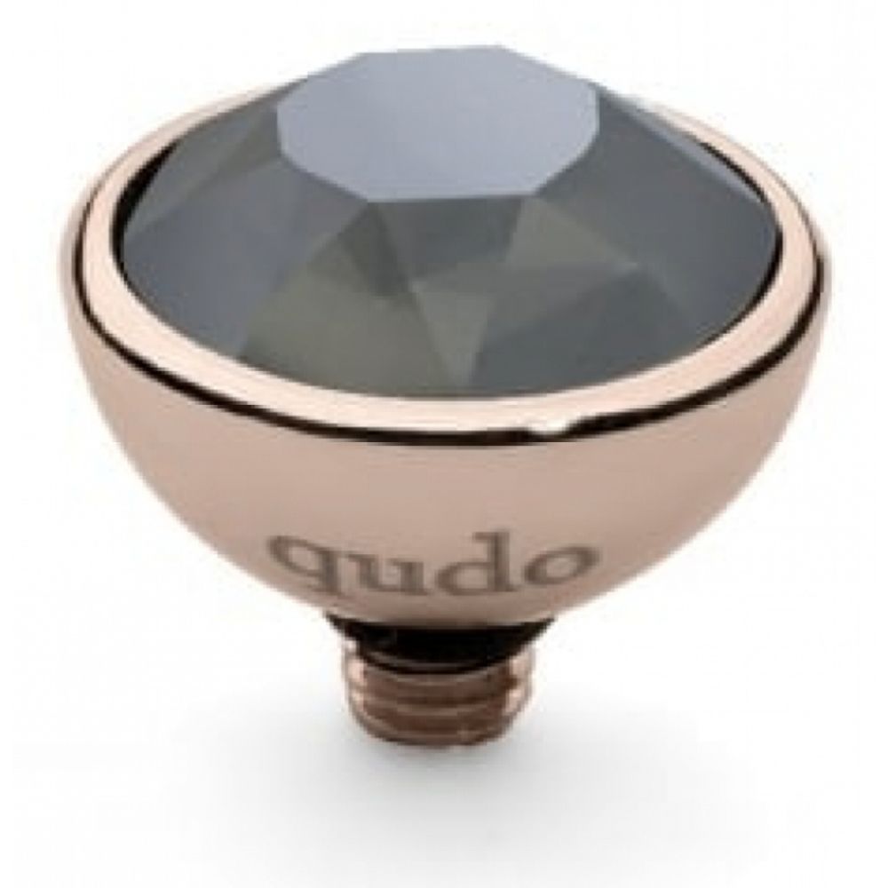 Famosa Rose Gold Plated 10mm Bottone Dark grey Ring Top