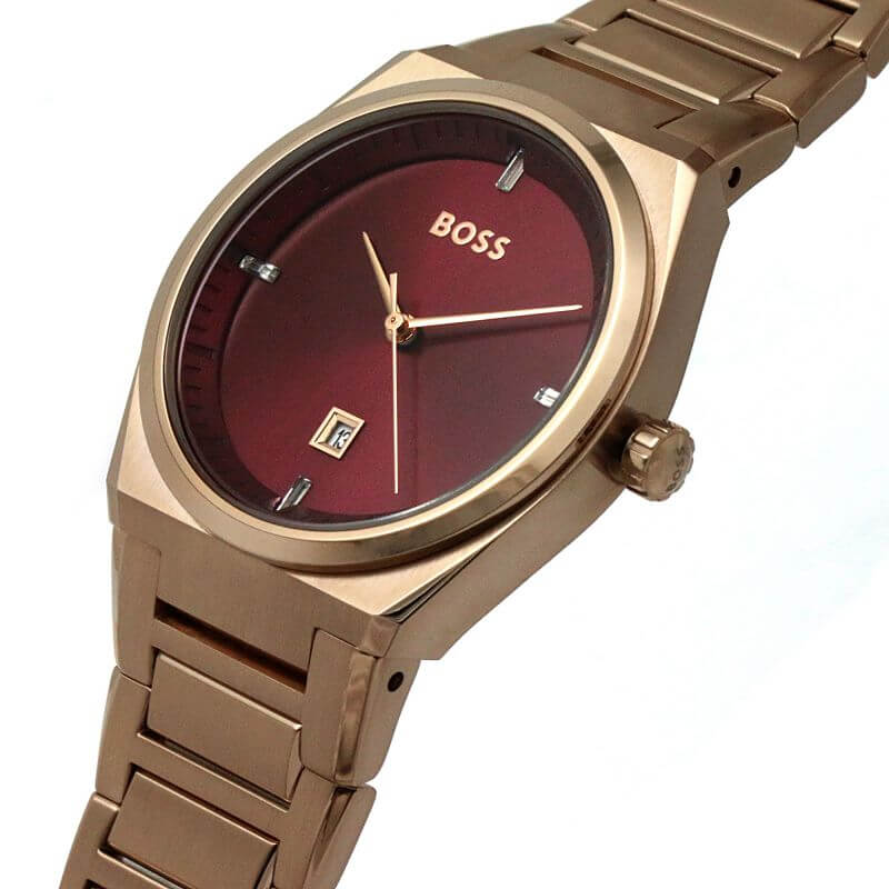 Steer Red Dial Rose Gold Plated Bracelet Strap Ladies Watch