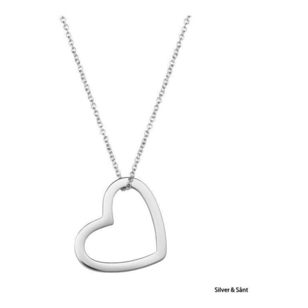 Outline Heart Necklace Steel