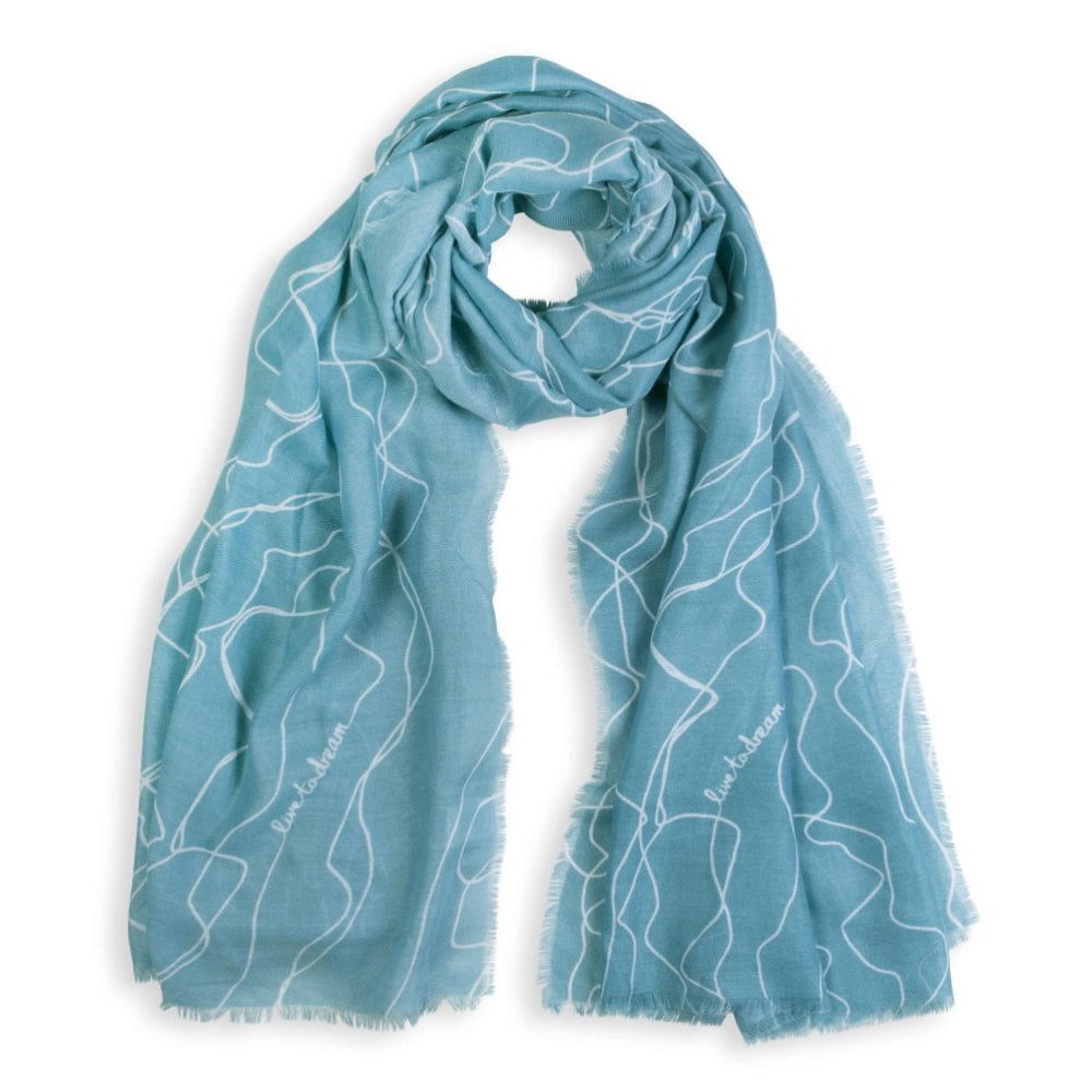 Sentiment Scarf - Live To Dream- Turquoise - Frayed Edge