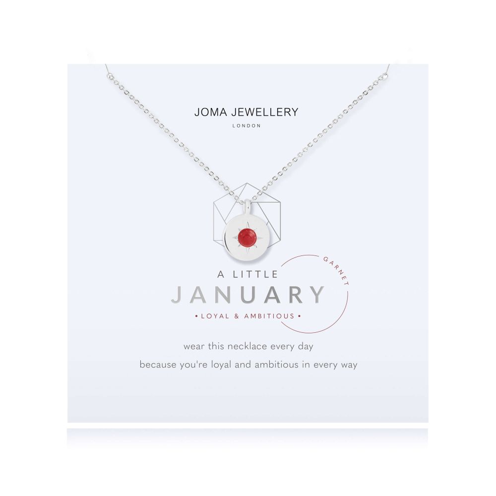 Birthstone A Little Necklace | January Garnet | Silver | Necklace | 46cm + 5cm Extender