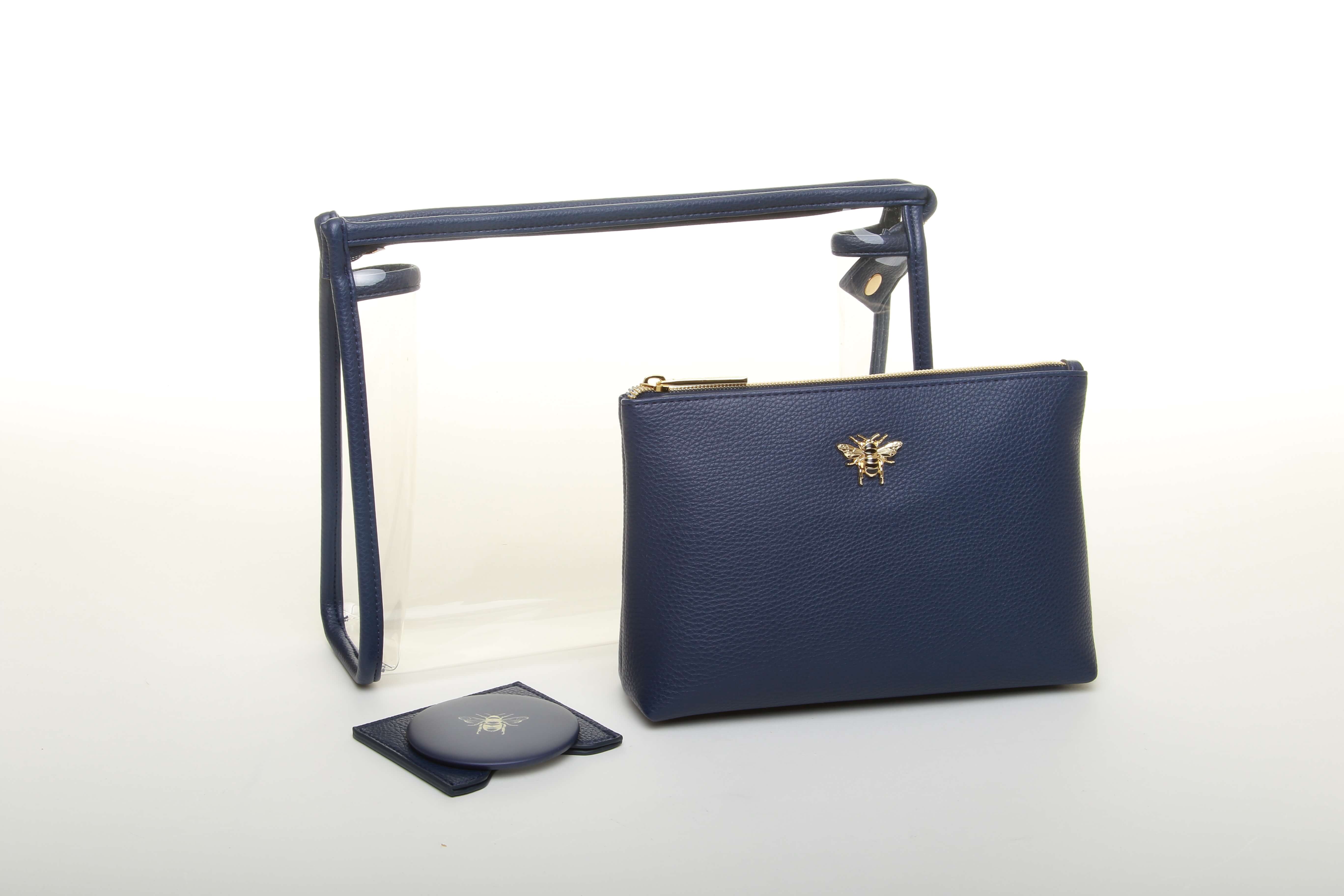 3 Piece Beauty/Makeup Gift Set In Navy