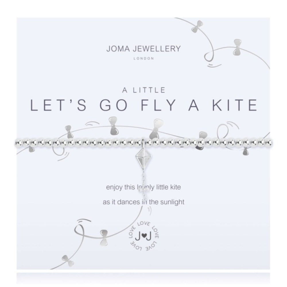 A Little -Lets Go Fly A Kite- Silver Charm - Silver Bracelet - 17.5cm Stretch