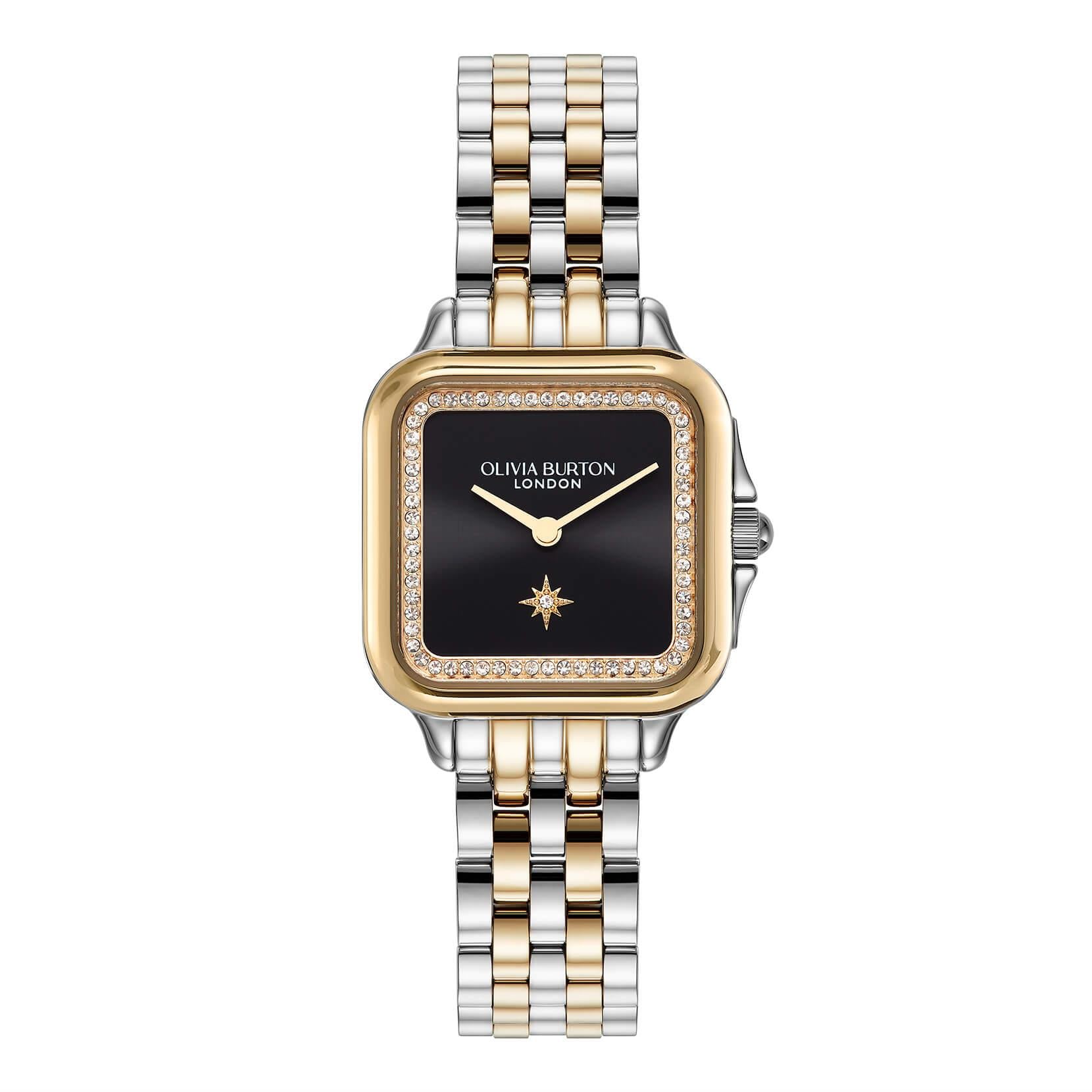 Grosvenor Black Square Dial With Two Tone Bracelet