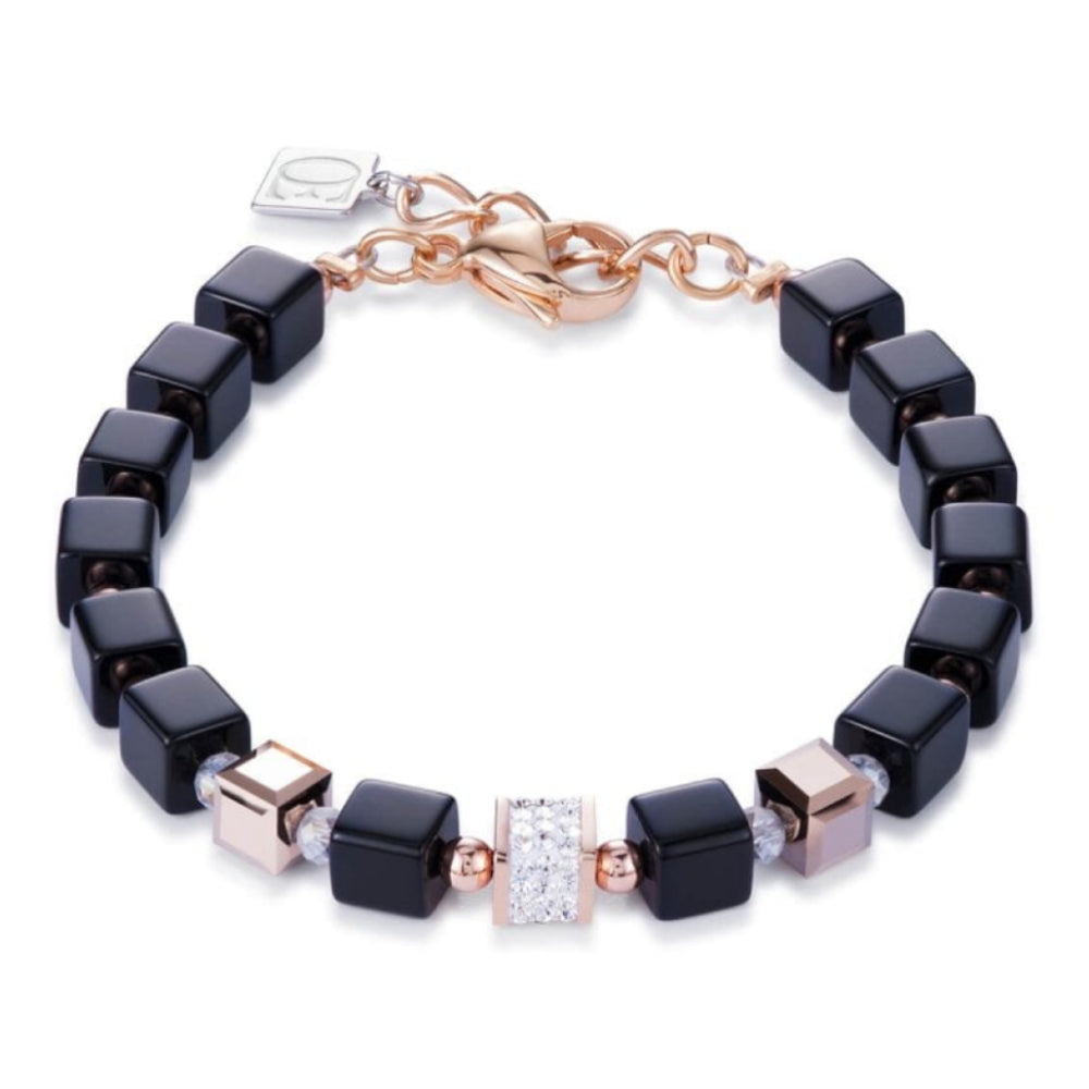 Crystals & Rose Gold Geo Cube Bracelet