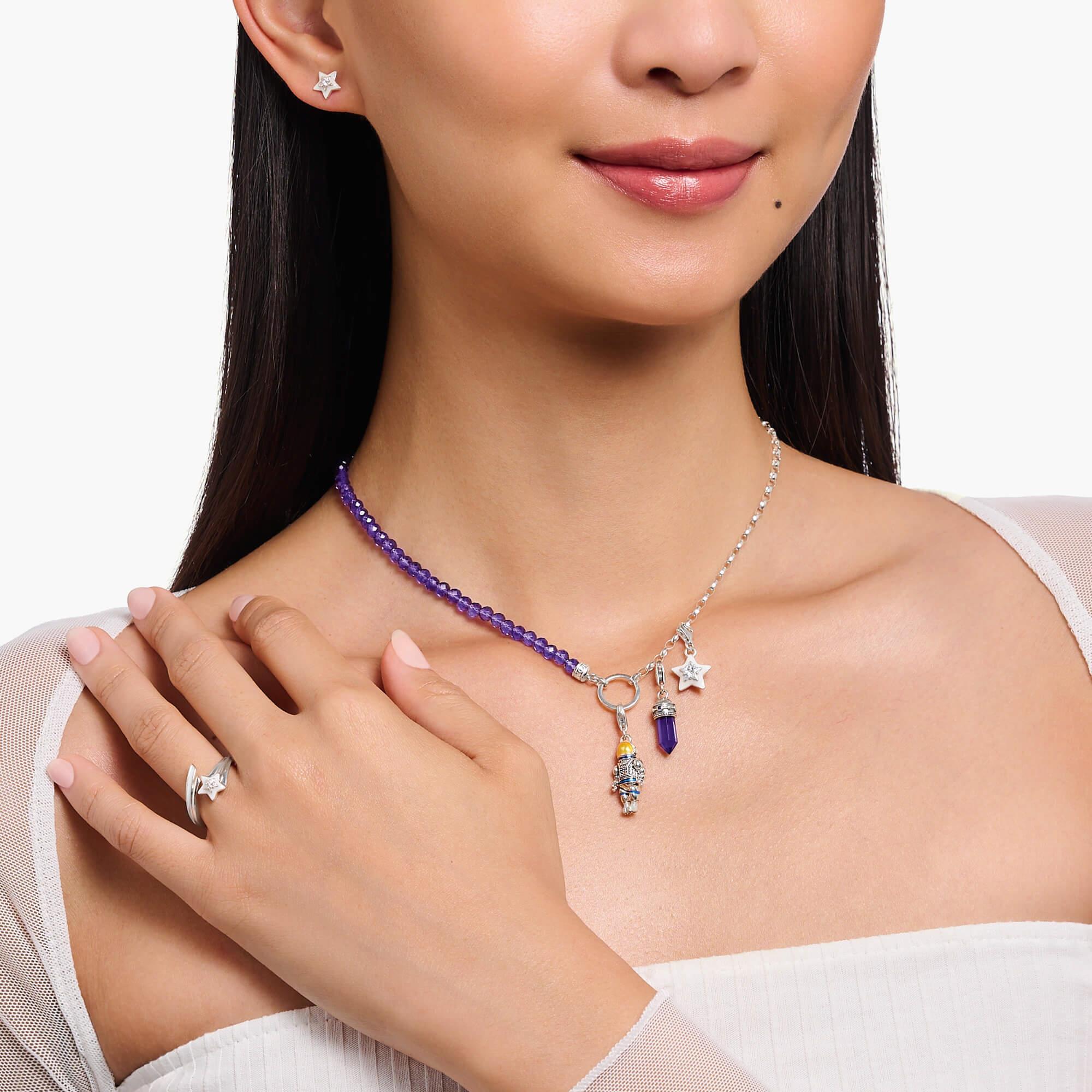 Star With White CZ & Enamel Charm Pendant