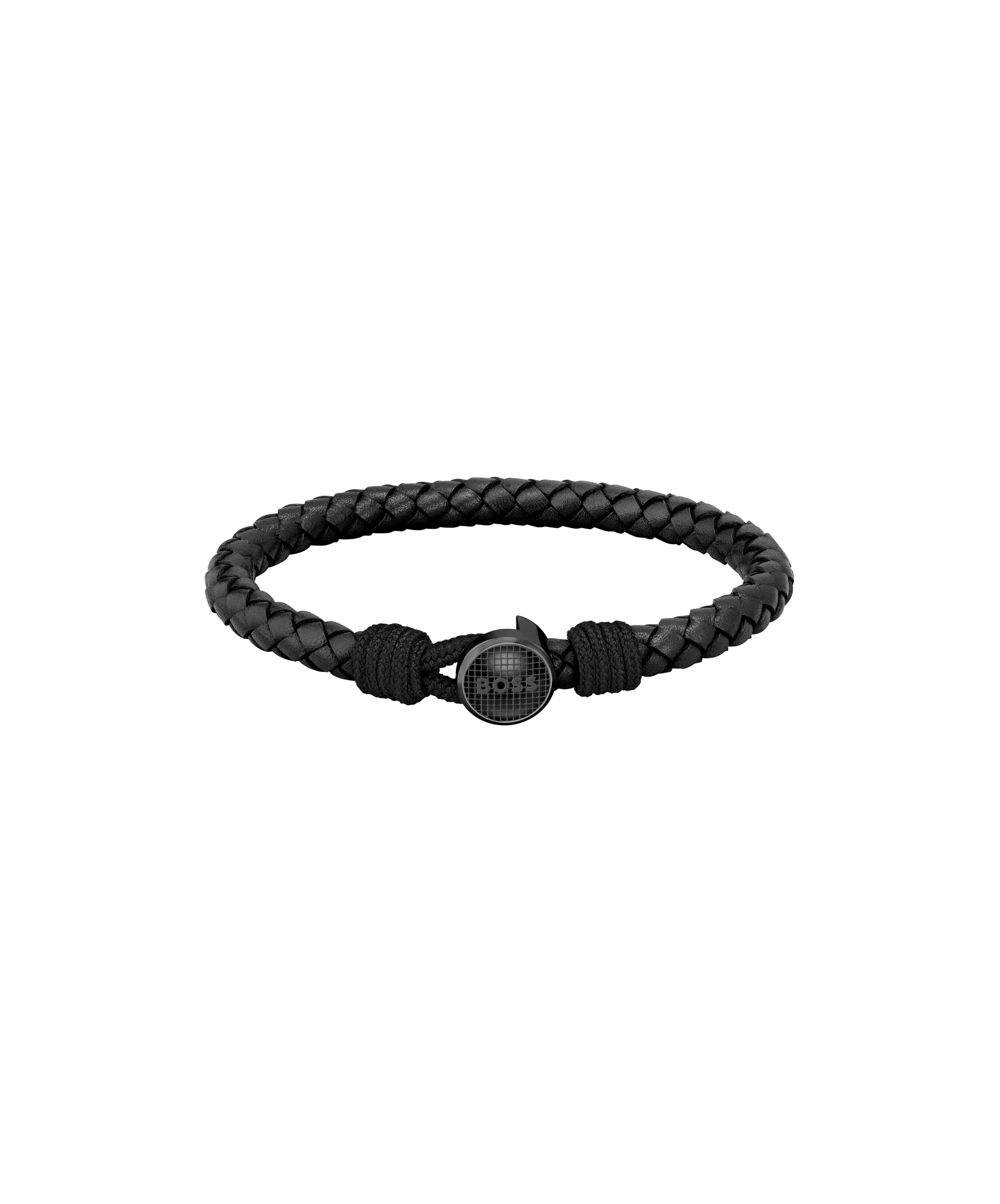 Thad Classic Braided Black Leather Gents Bracelet