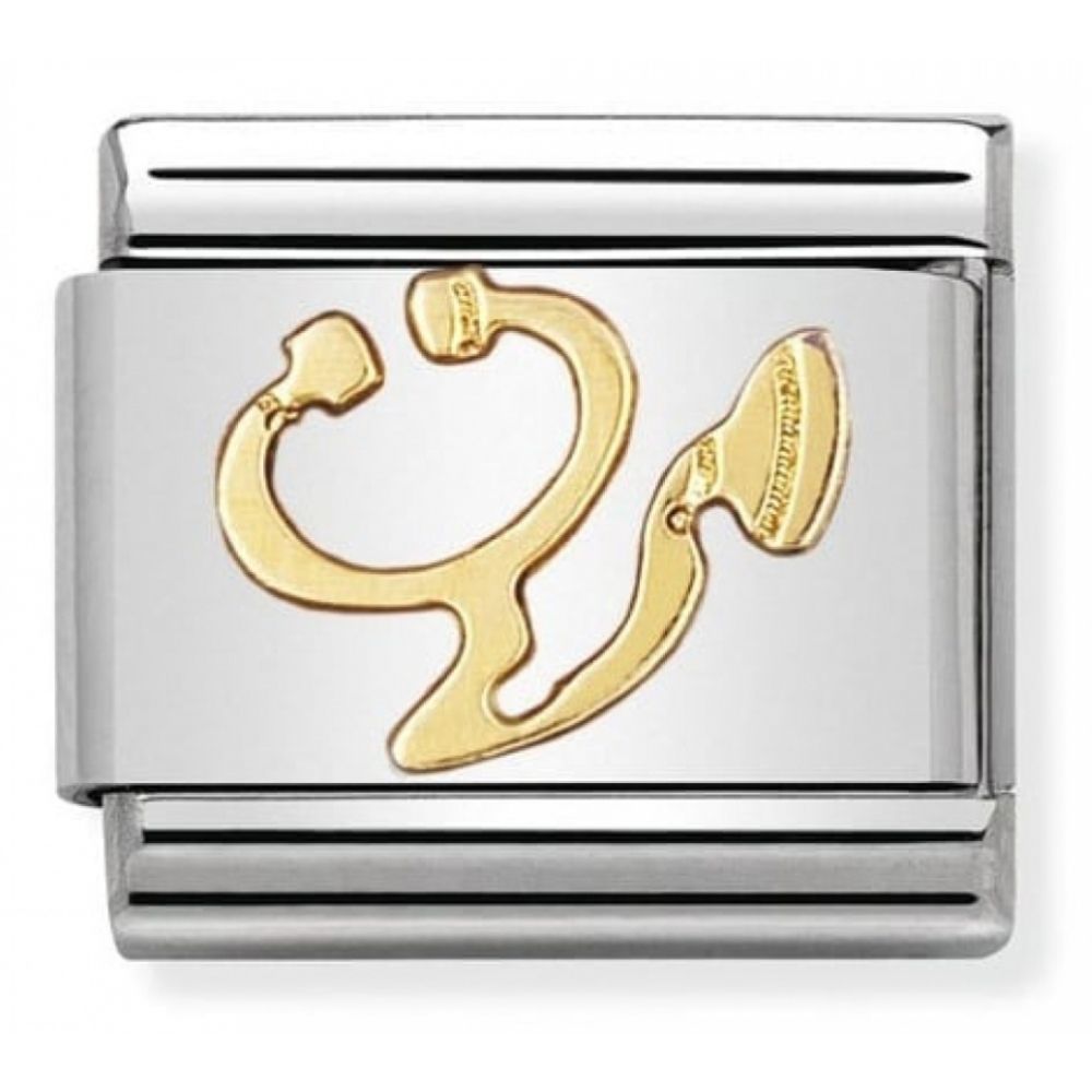 Classic Stethoscope In Stainless Steel With 18k Gold Charm
