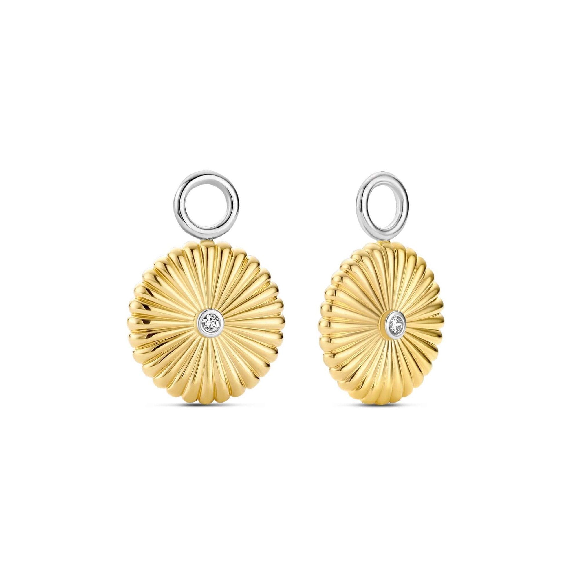 Gold Plated Sun Rays Pattern CZ Ear Charm