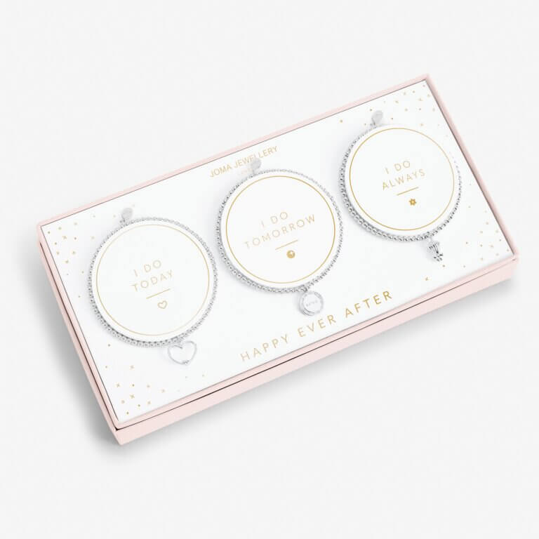 Celebration Set | Happy Ever After | Silver | Set Of 3 Bracelets | 17.5cm Stretch