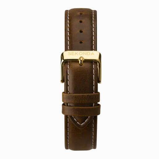 Gold Case With Green Dial & Brown Leather Strap Men's Heritage Watch