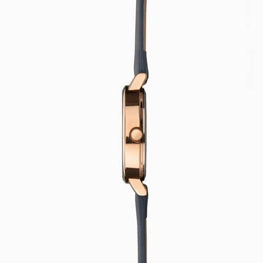 Rose Gold Case With Grey Dial & Blue PU Strap Ladies Watch