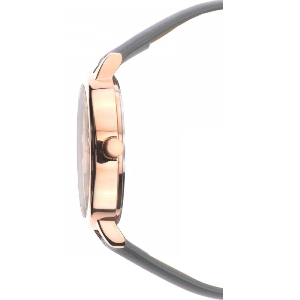 Rose Gold Plated Case With Grey Dial & Grey PU Strap Ladies Watch