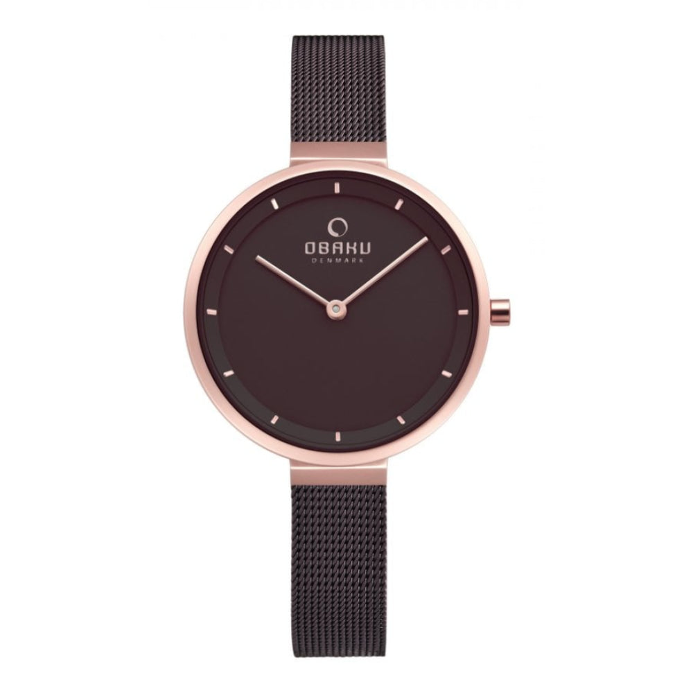 BLOMME - WALNUT Brown Mesh Strap & Dial With Rose Gold Case Ladies Watch
