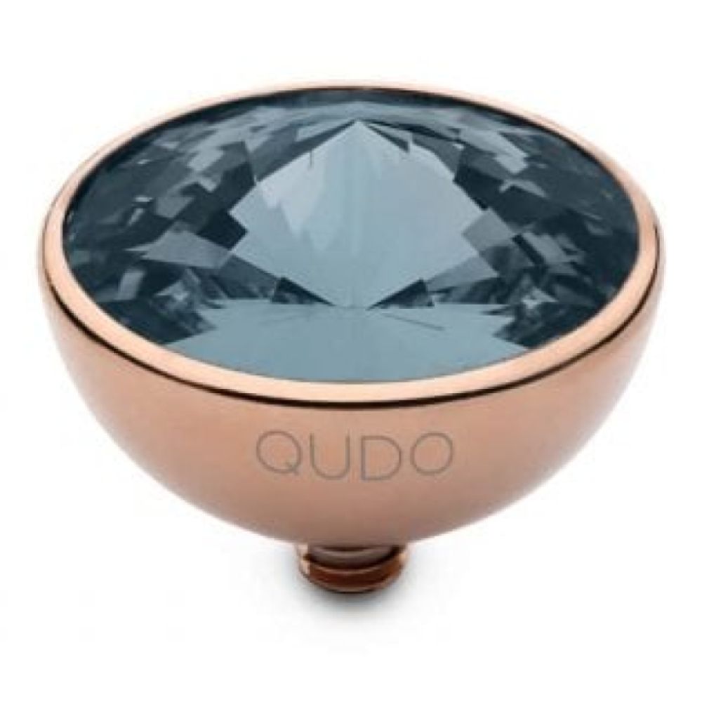 Famosa Rose Gold 13mm Bottone Ring Top Denim Blue