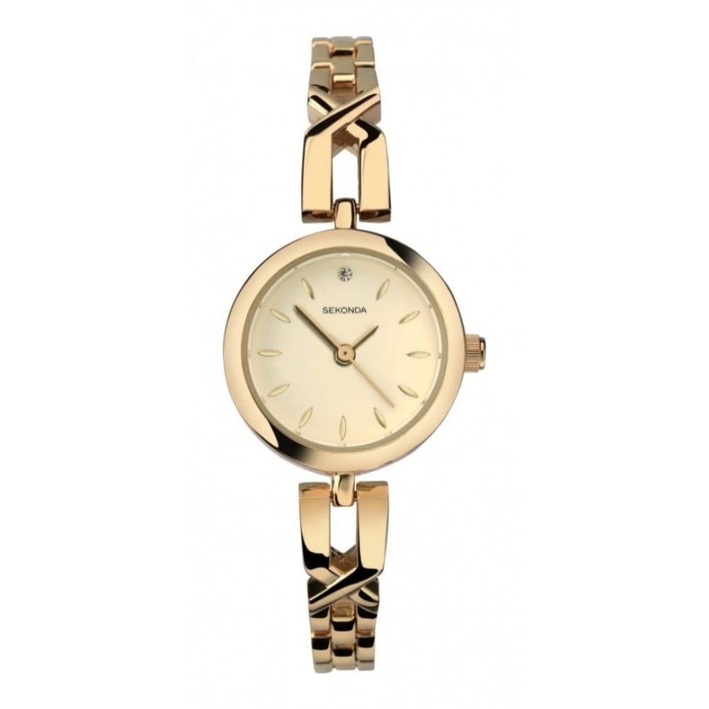 Gold Tone Matte Dial & Bracelet Strap Ladies Watch