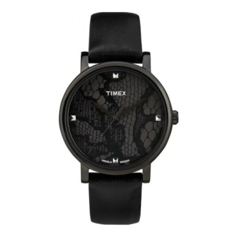 Unisex All Black Wristwatch With Leather Strap
