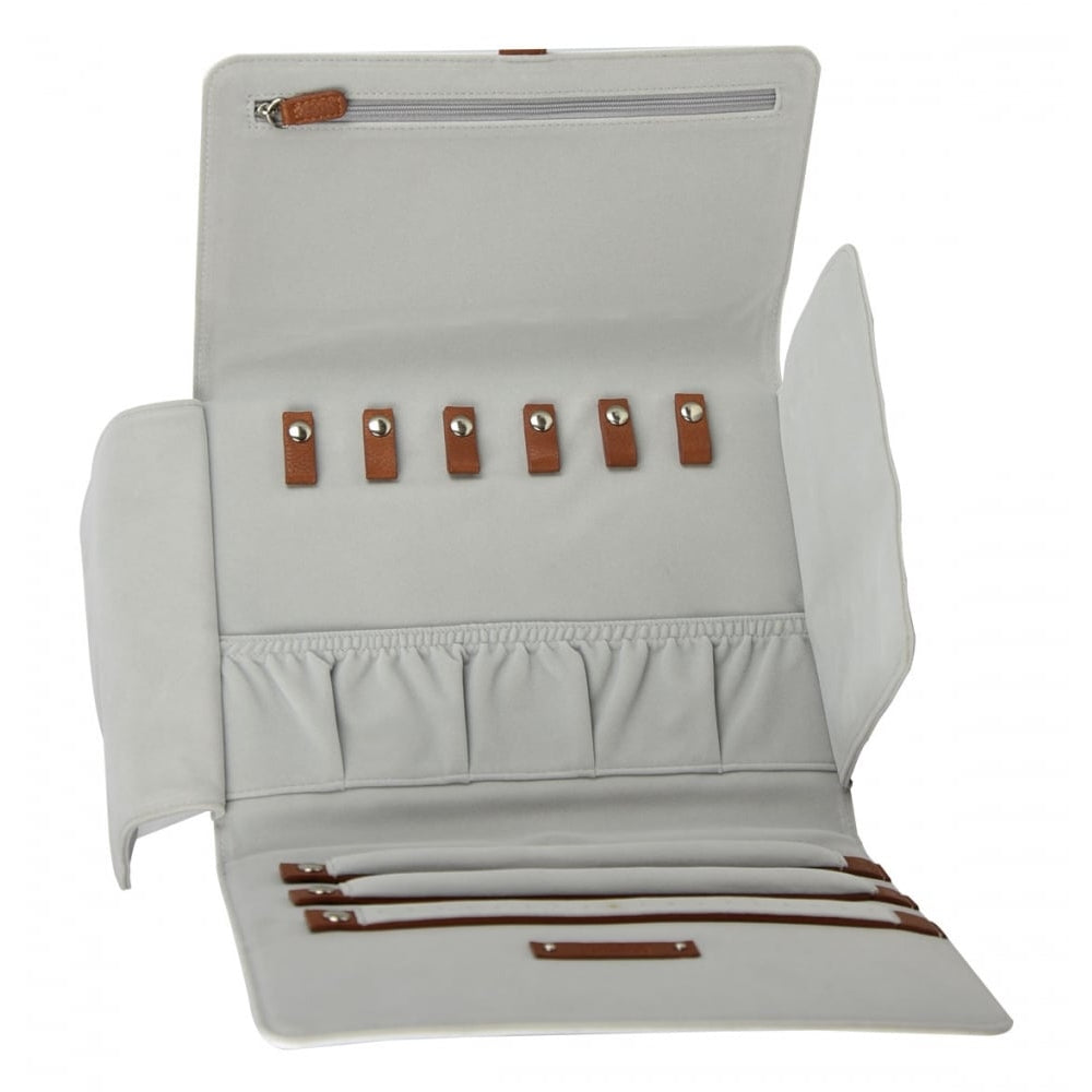 White/Tan Premium Leather Jewellery Portfolio