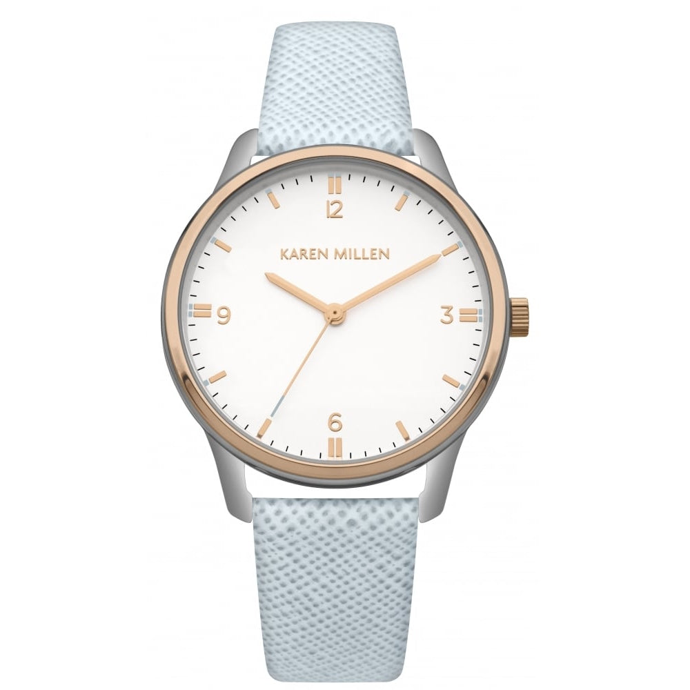 Blue Strap Watch With Satin White Dial