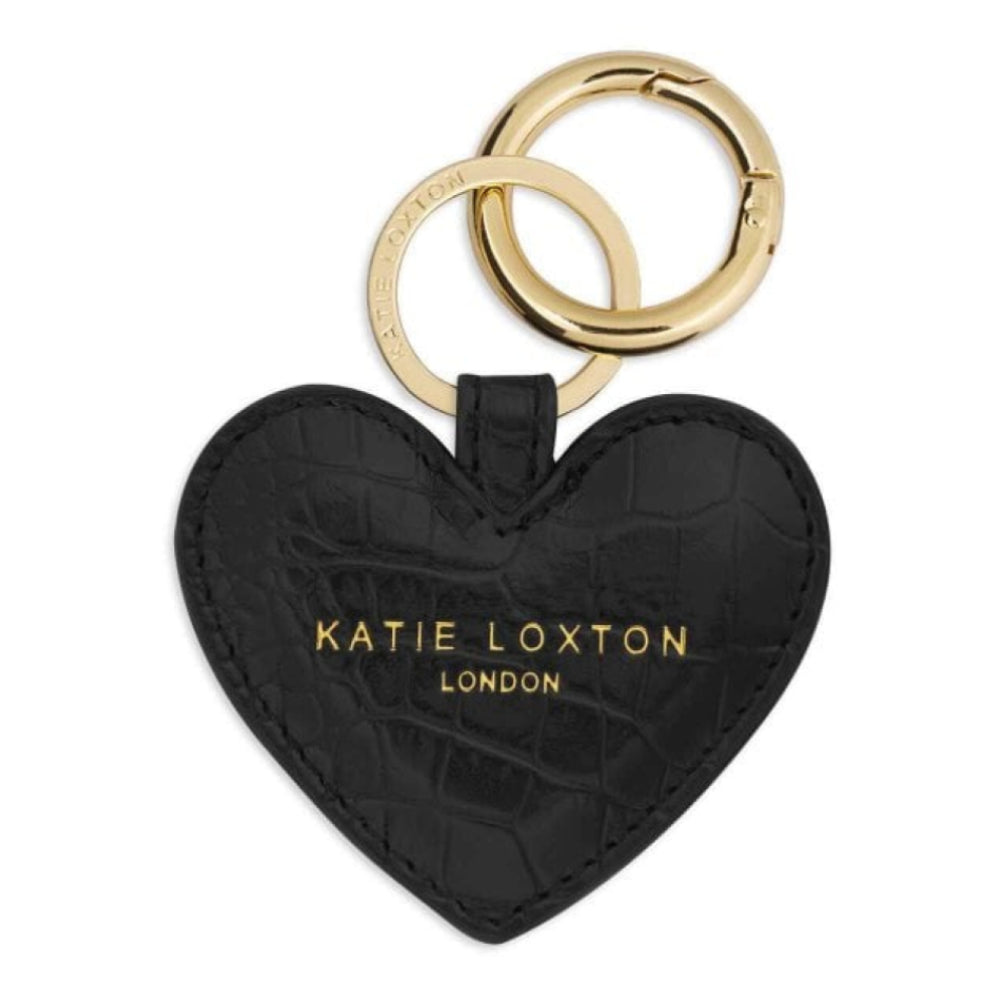 Celine Croc Heart Keyring - Black - 6.07x7.01cm