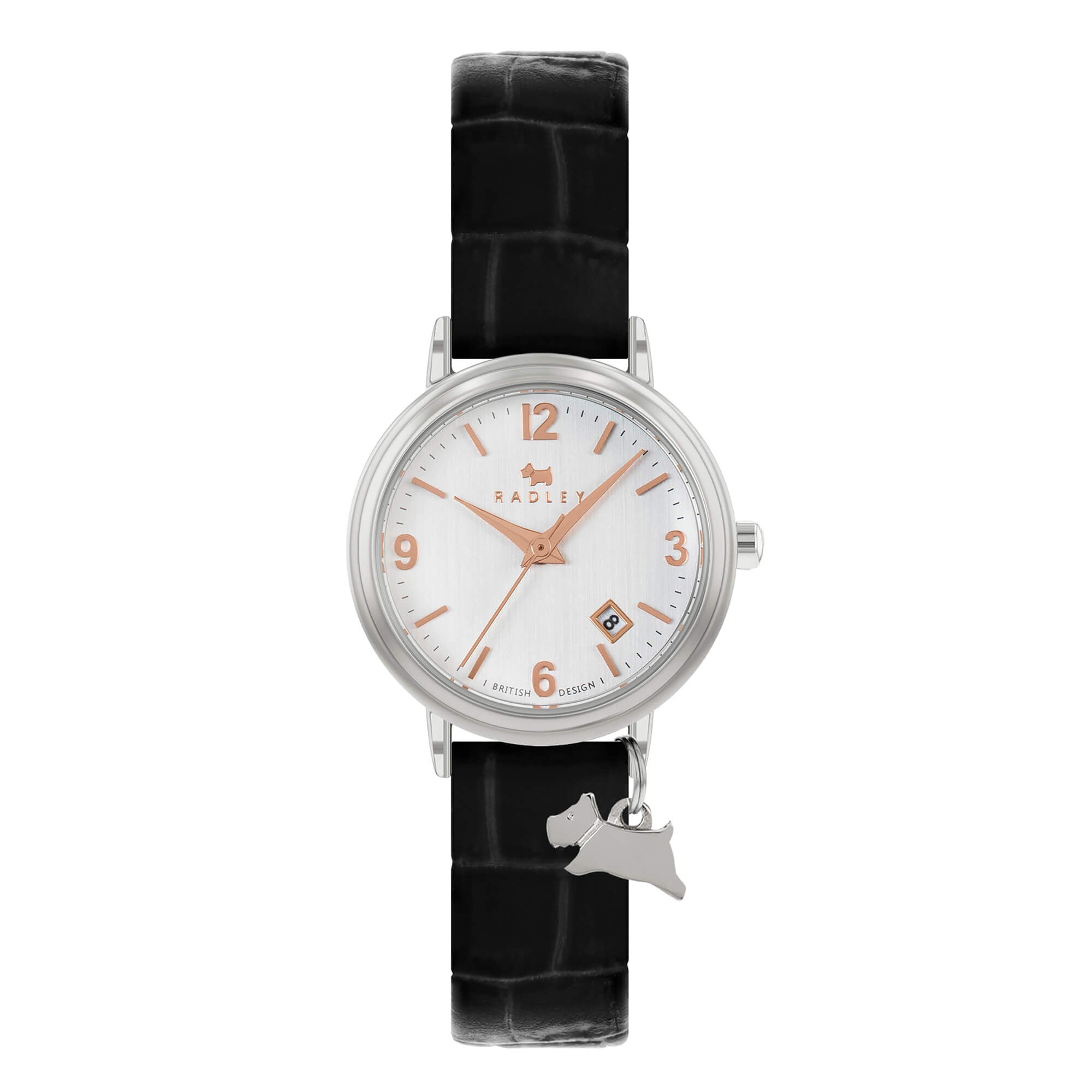 Black Croc Stepped Bezel Two Tone Strap Ladies Watch