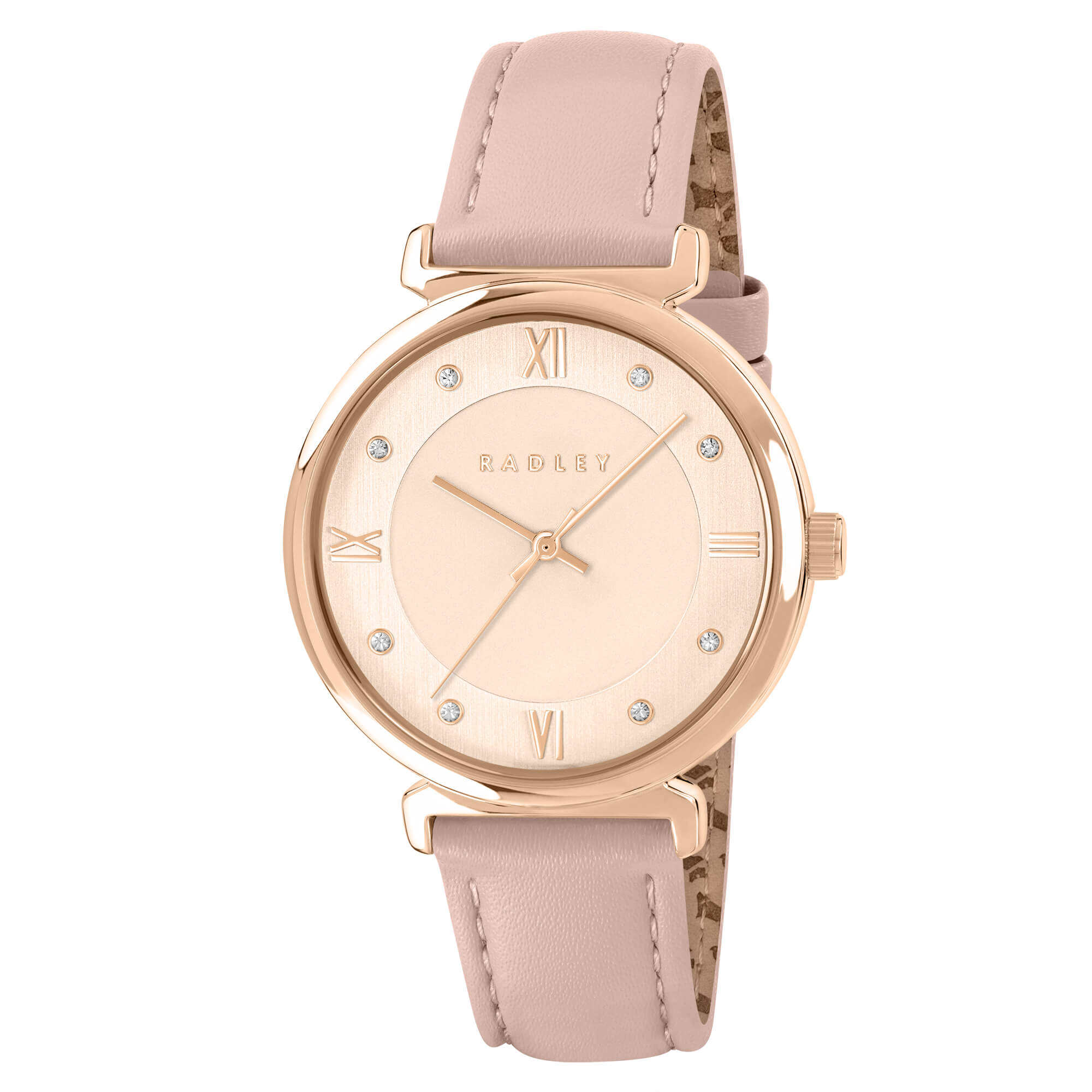 Rose Gold Plated 35mm T-bar Praire Pink Leather Strap Watch