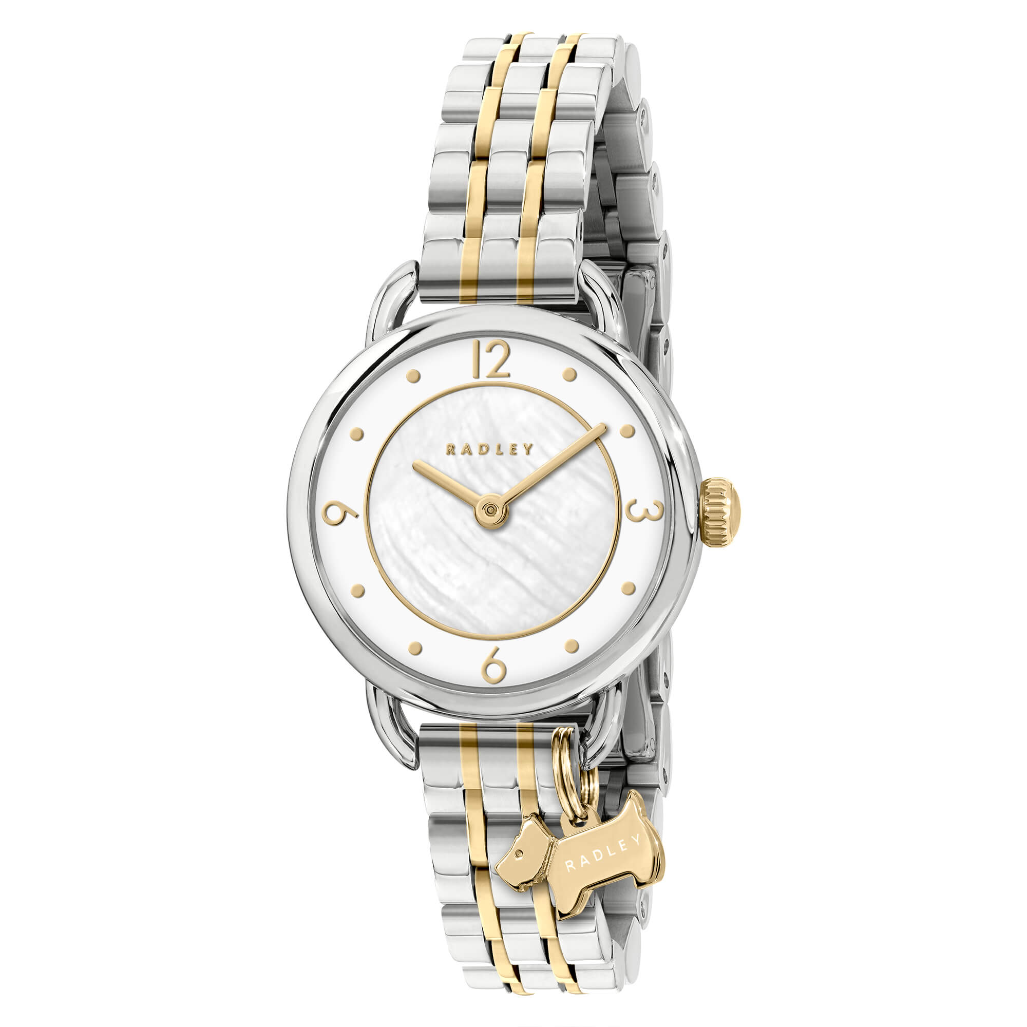 Two Tone Silver & Gold Plated Mother of Pearl Bracelet Watch