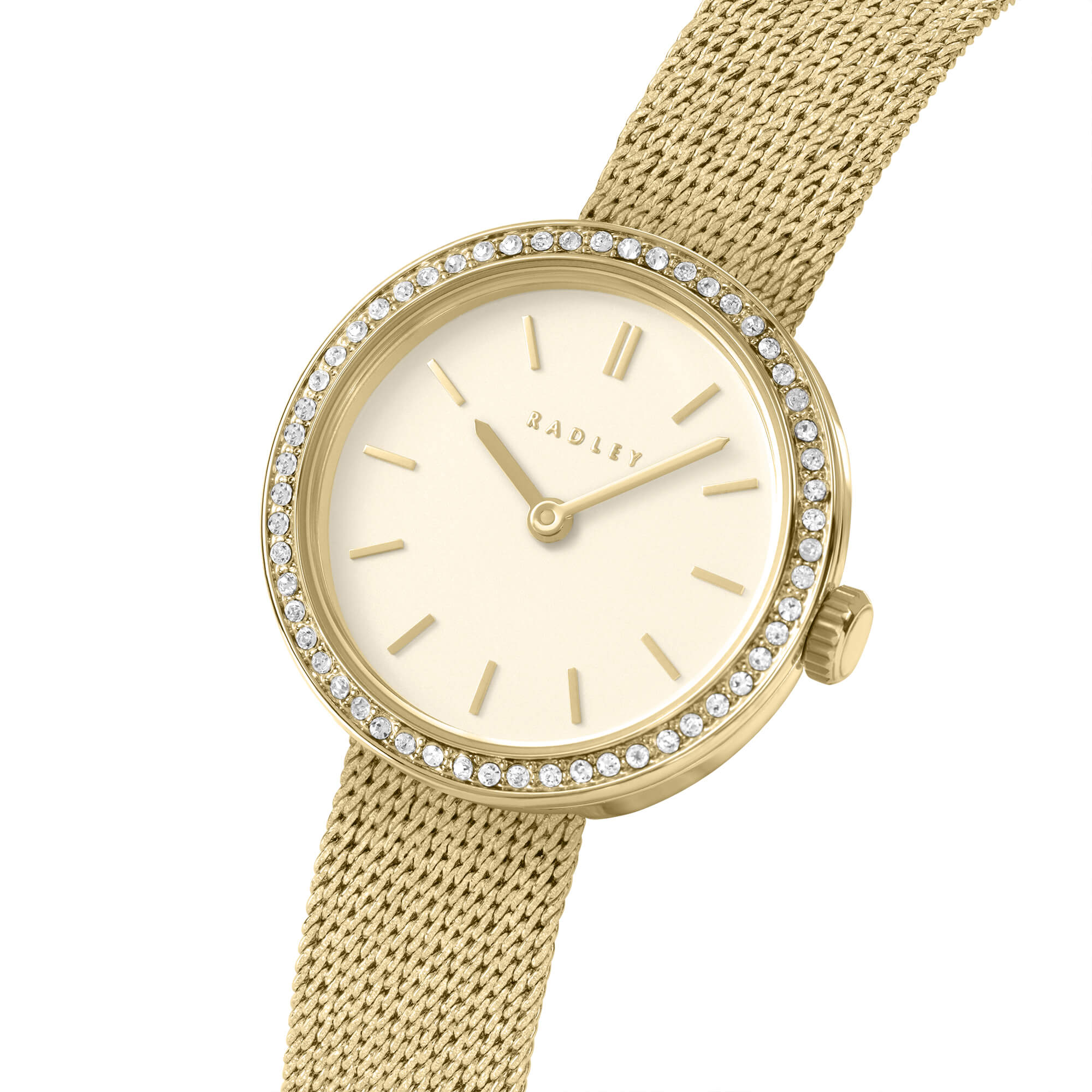 Gold Plated 27mm Stone Set Mesh Watch