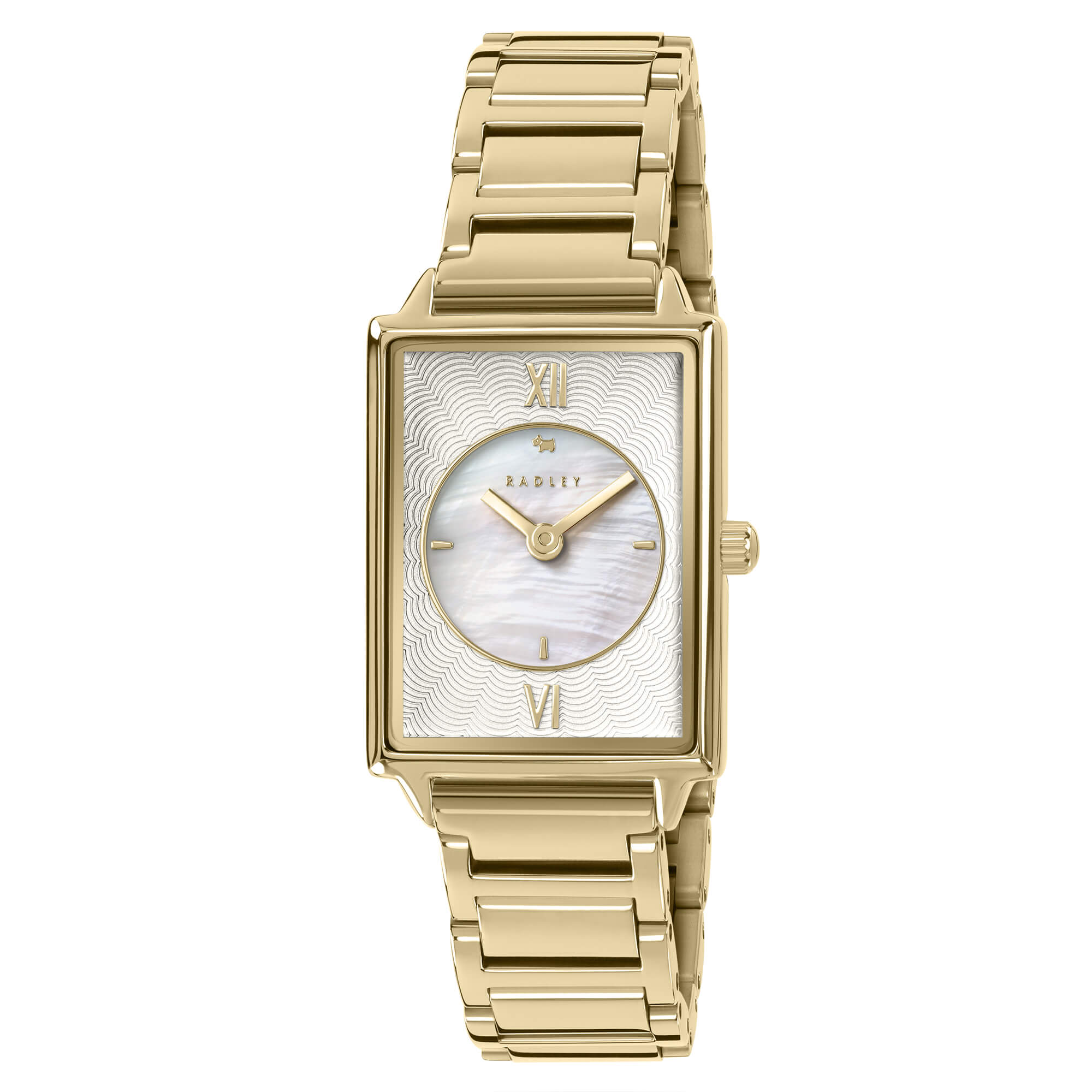 Gold Plated Rectangular Dial With Bracelet Strap Watch