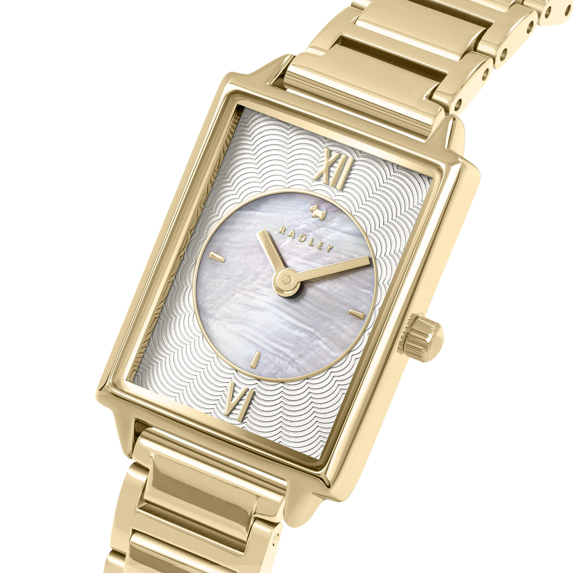 Gold Plated Rectangular Dial With Bracelet Strap Watch
