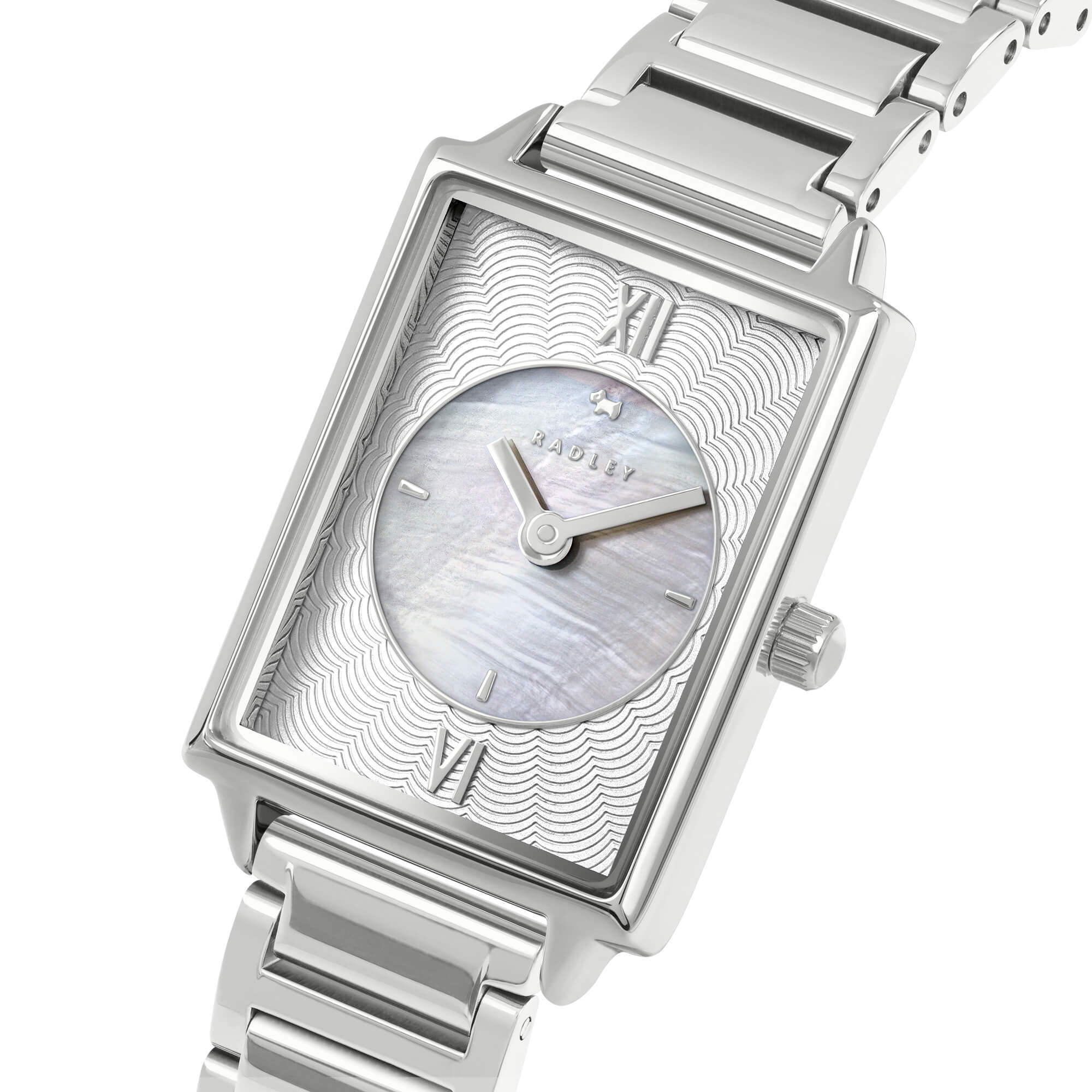 Silver Rectangular Dial With Bracelet Strap Watch