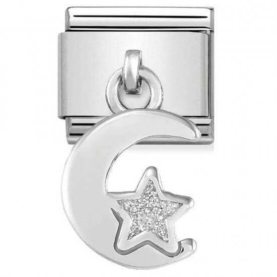Composable Classic Silver and Enamel Moon and Star Link