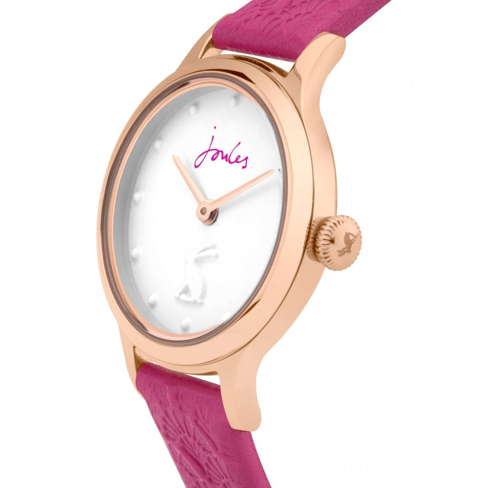 Berry Leather Strap White Dial Ladies Watch