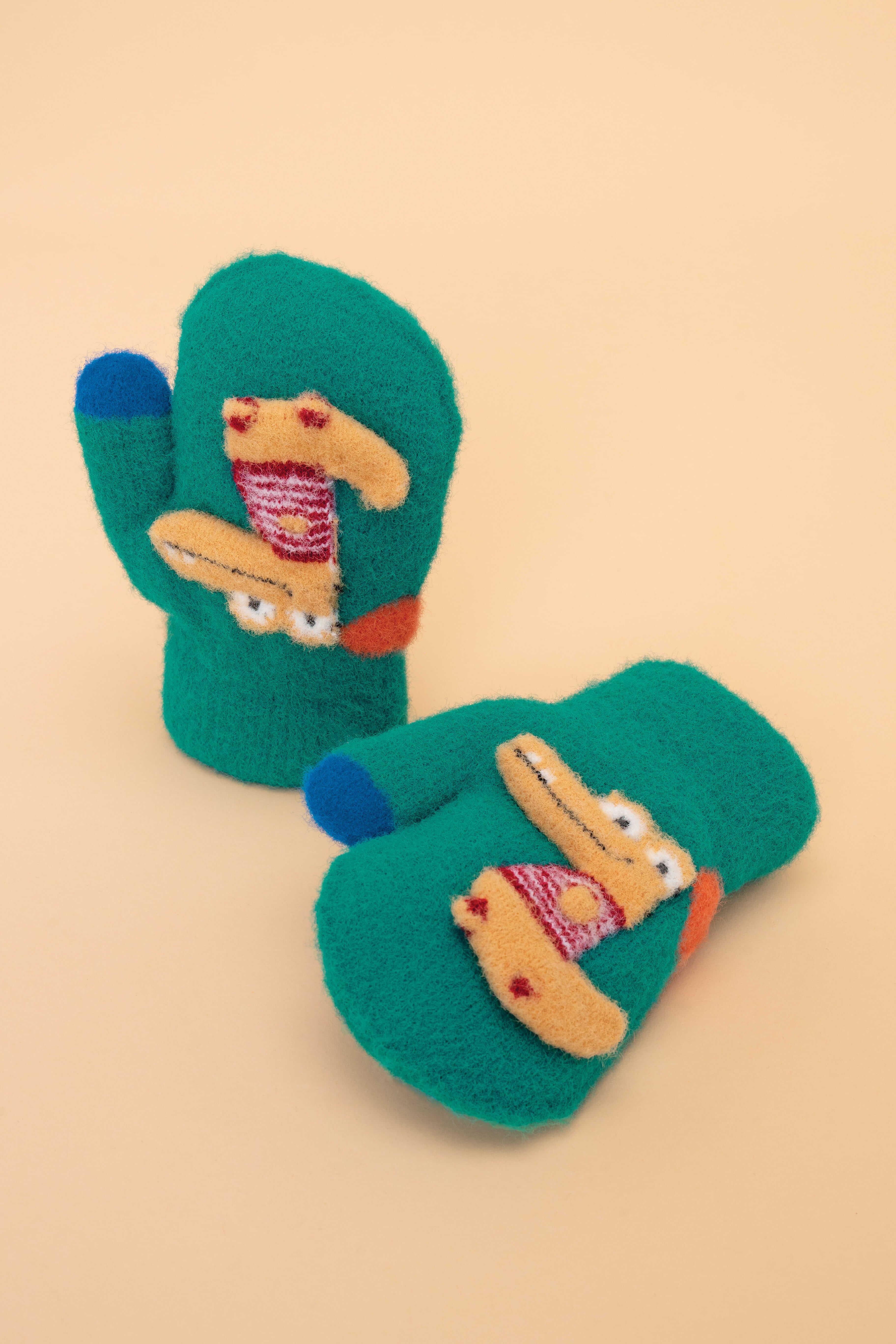 Pals Mittens - Smiley Croc Aqua