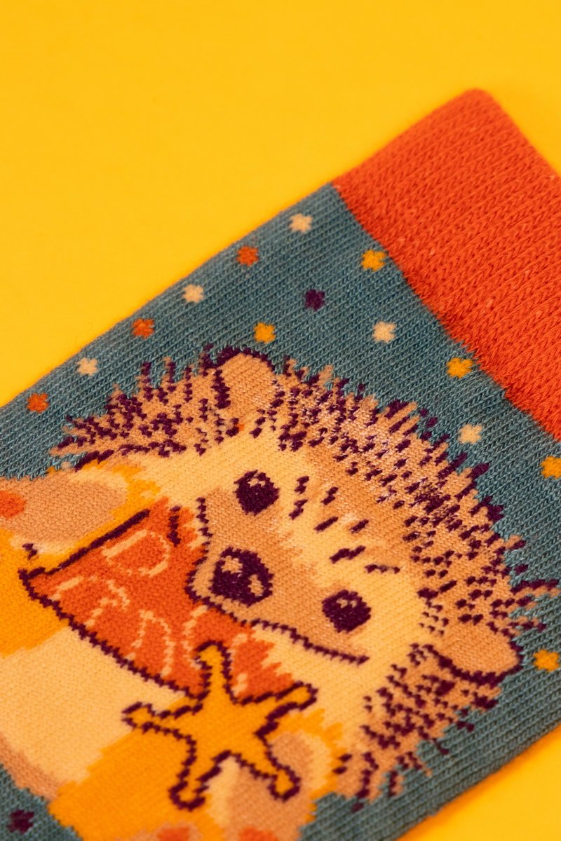 Western Hedgehog Ankle Socks- Teal