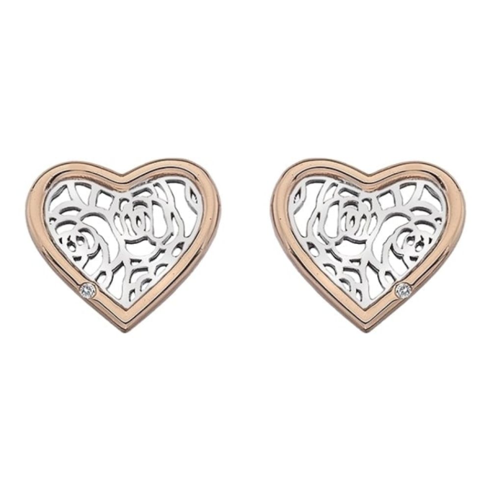 Rose Gold Plated Faith Small Heart Stud Earrings
