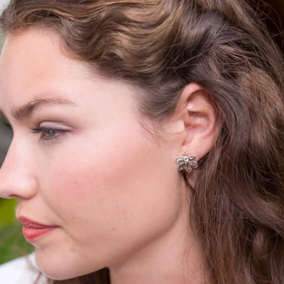 Origins Two Tone Daisies Stud Earrings