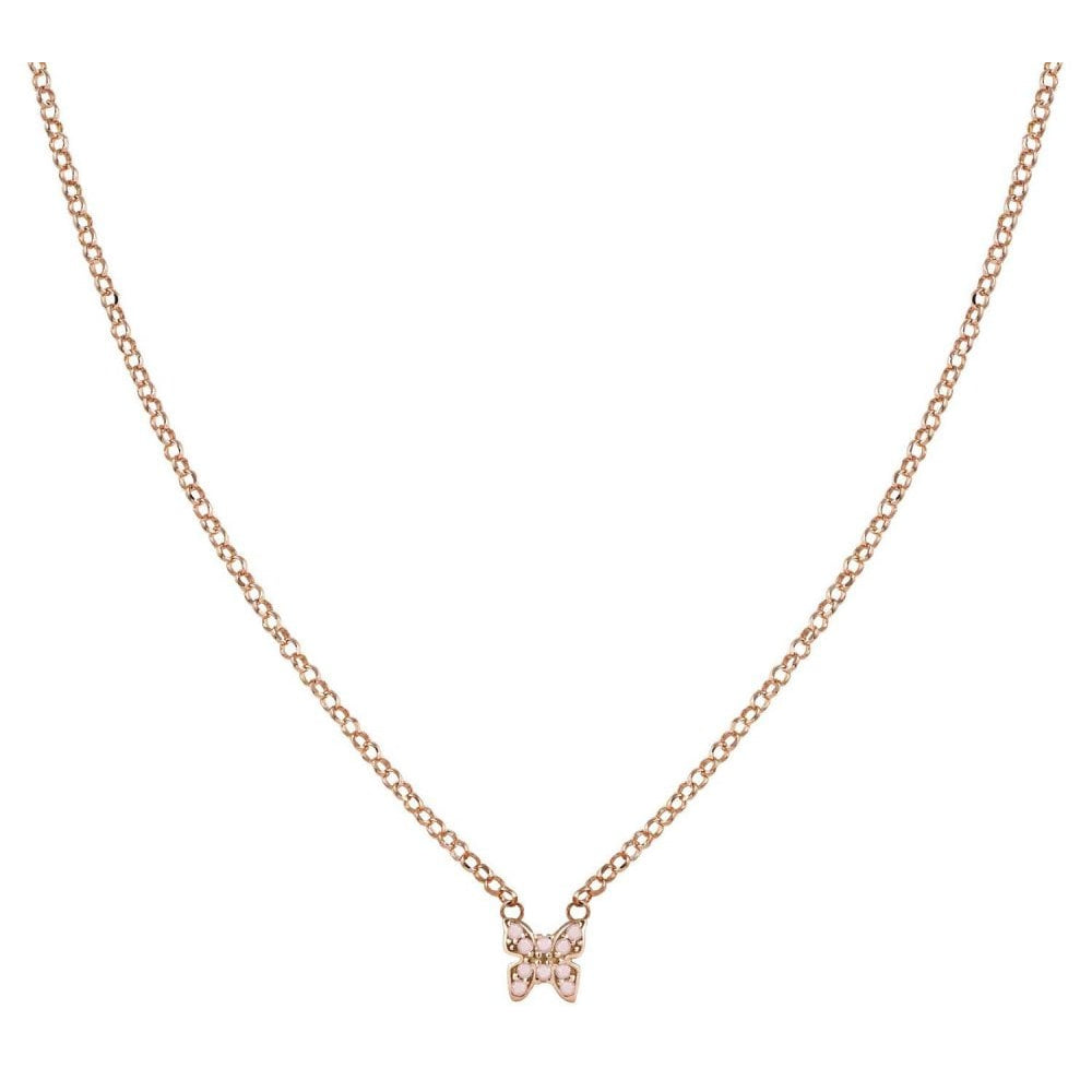 Gioie Rose Gold Plated Necklace And Cubic Zirconia Colored (019_Rose Gold Butterfly)