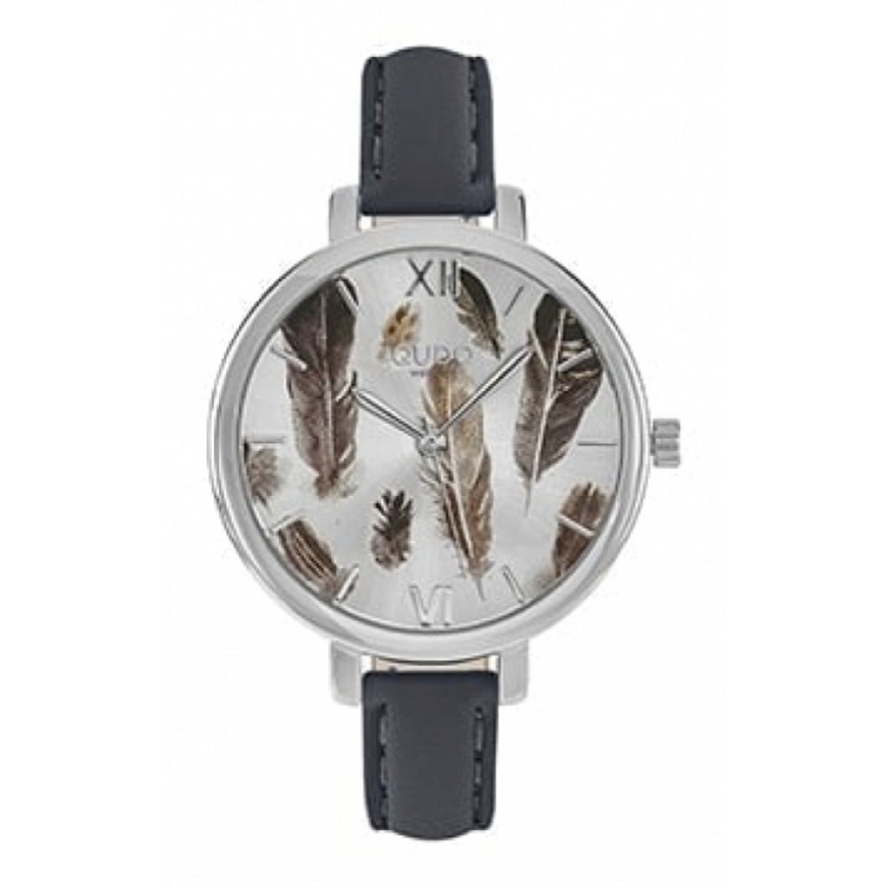 Cecina Silver Plated Stainless Steel & Leather Strap Ladies Watch