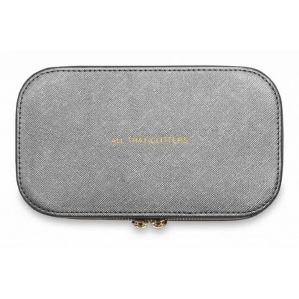 Travel Jewellery Box With Zips - All That Glitters - Metallic Charcoal