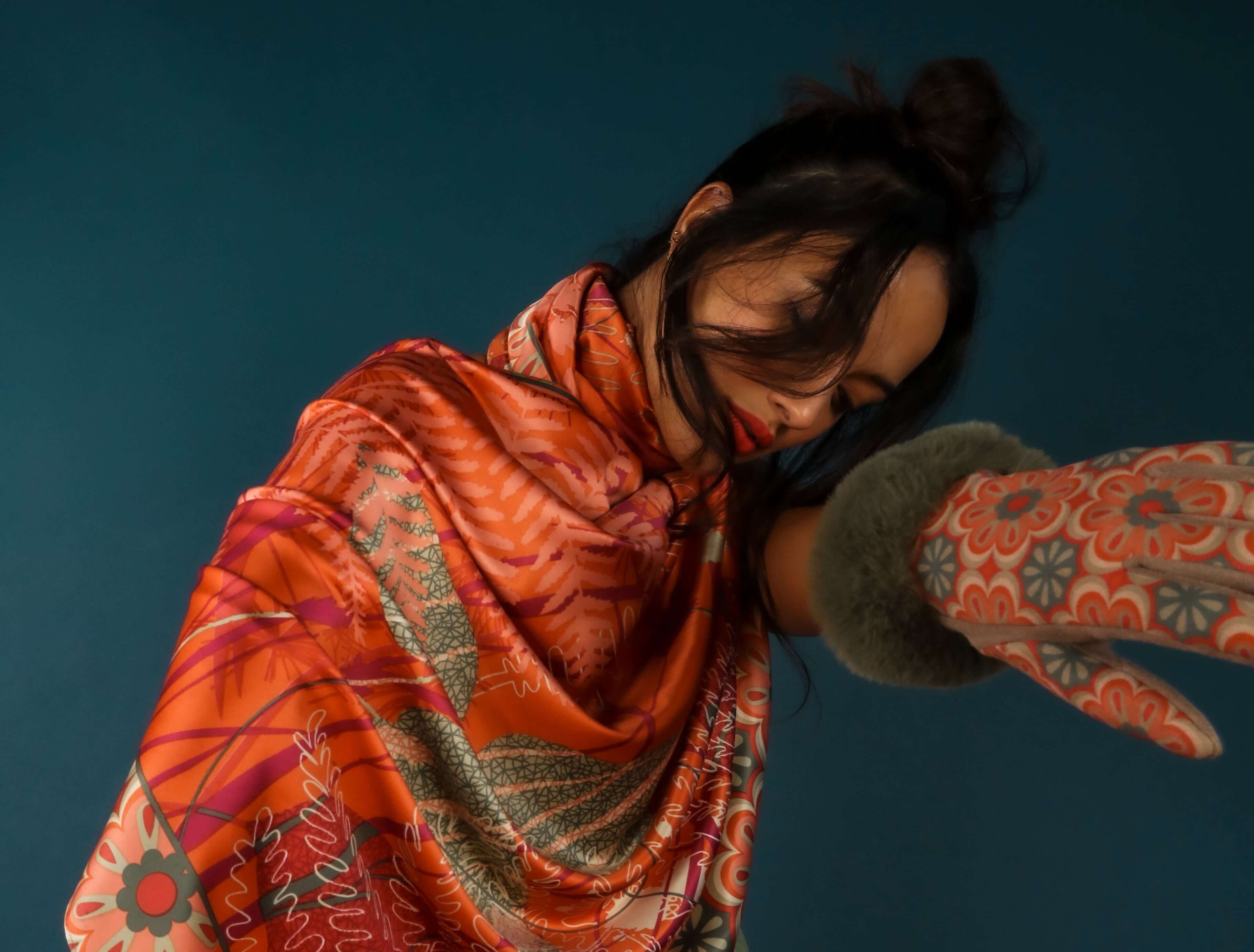 Freehand Forest Long Satin Print Scarf