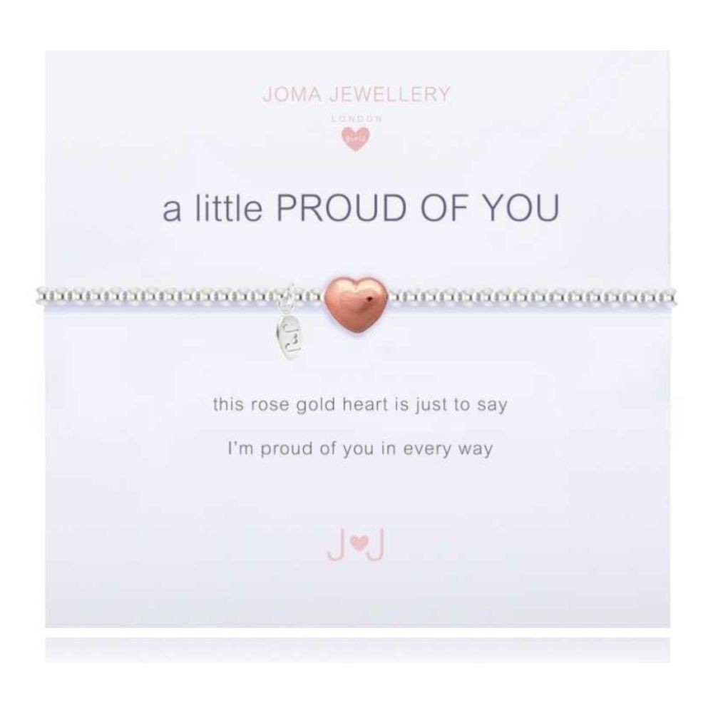 a little PROUD OF YOU - elastic bracelet - silver and rose gold puffed heart