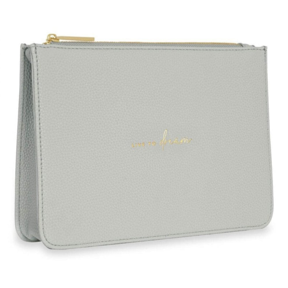 Stylish Structured Pouch | Live To Dream | Pale Grey | 16 X 24 X 5 Cm