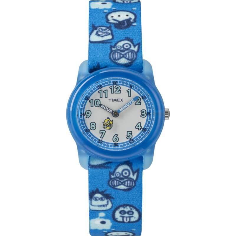 Blue Fabric Monster Design Strap Kids Watch