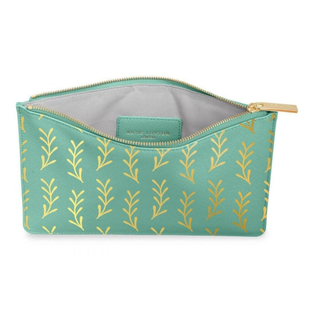 Perfect Pouch | Leaf Print | Seafoam Green | 16 X 24 Cm