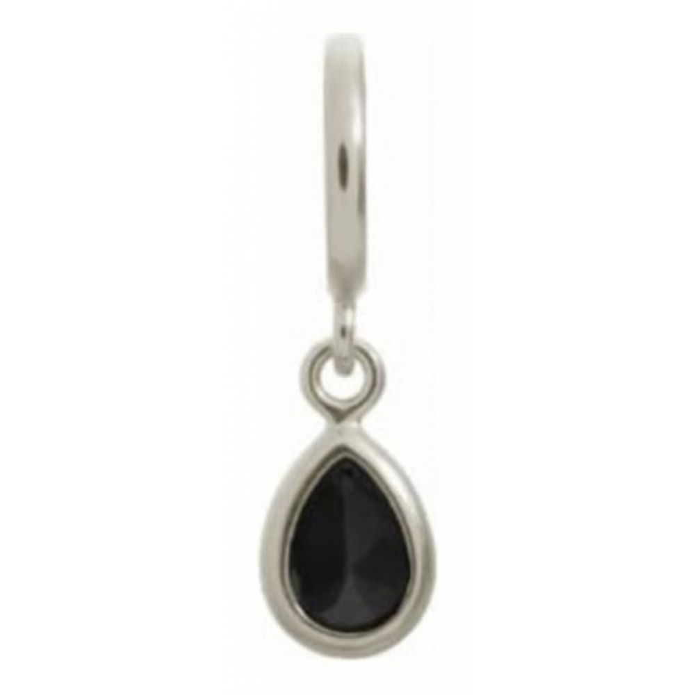 Black CZ Drop Sterling Silver Charm