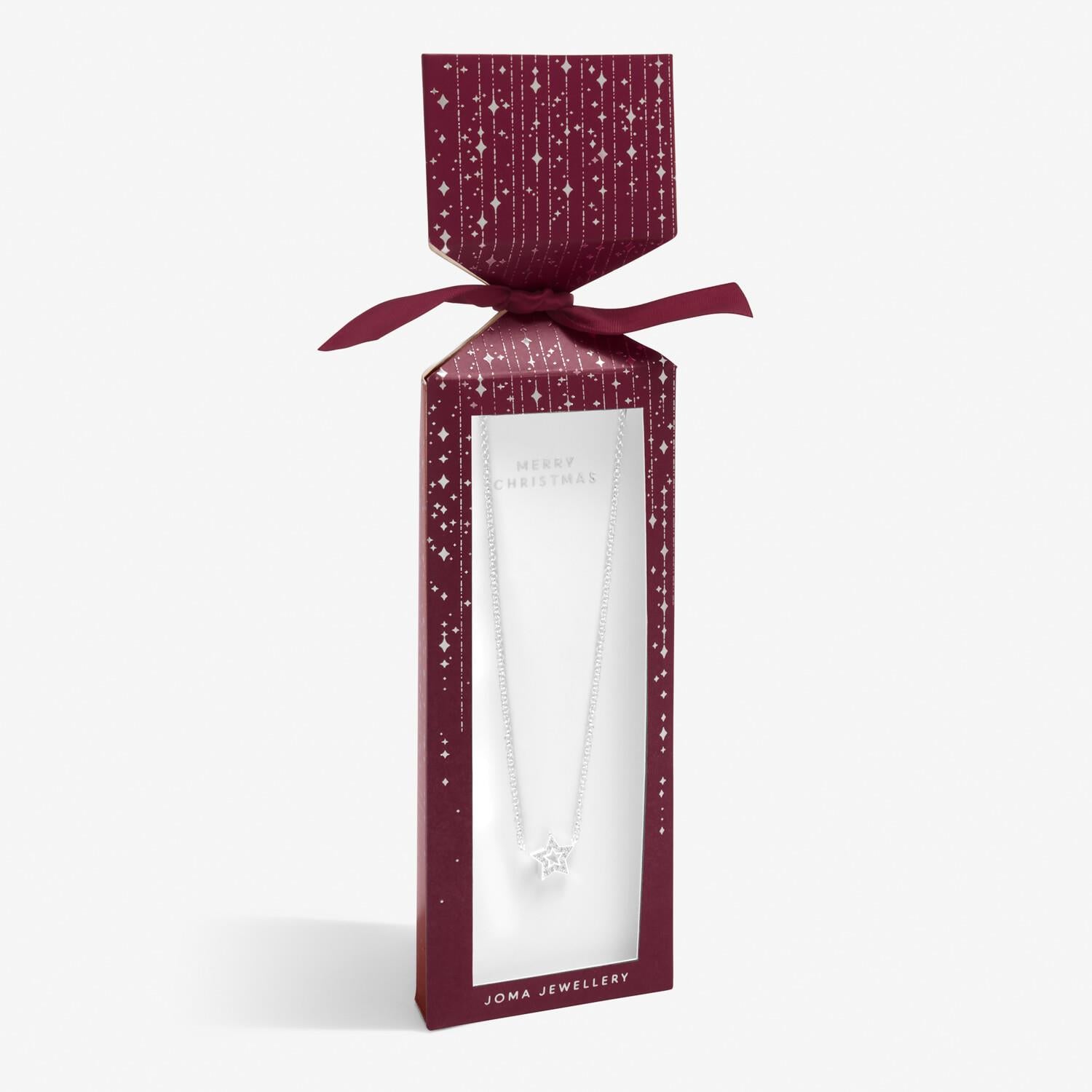 Christmas Cracker 'Merry Christmas' Silver Necklace