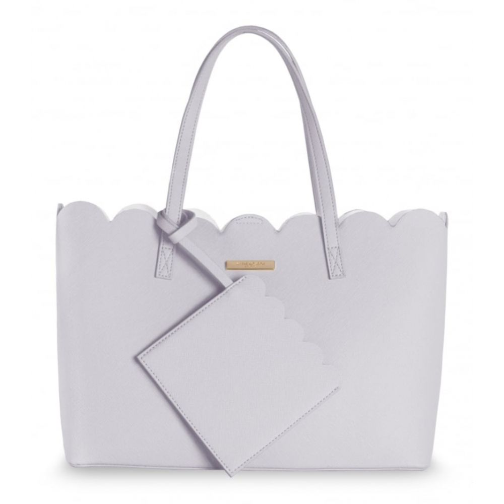 Clara Classic Scalloped Handbag - Pale Grey